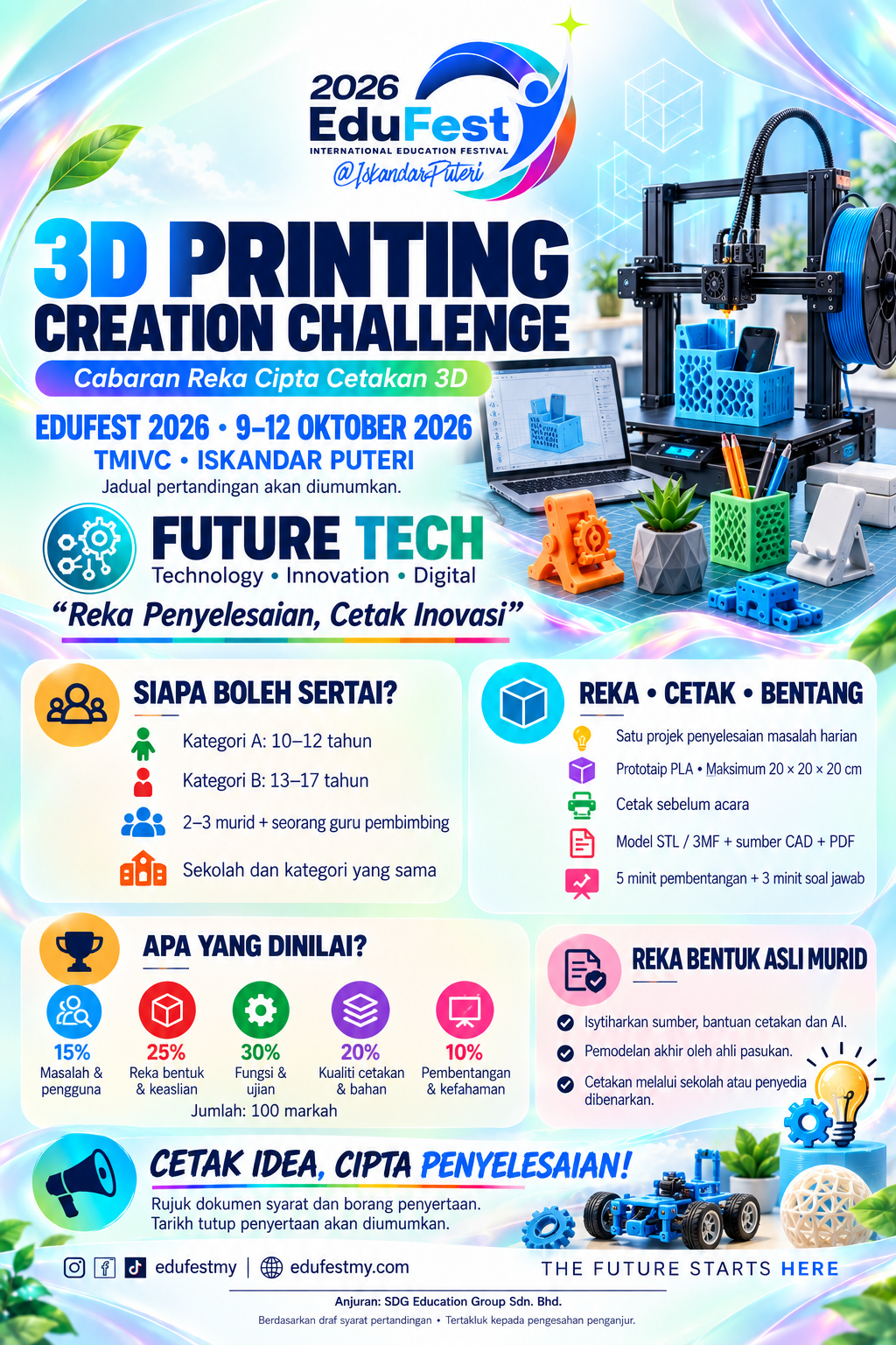 Official Edufest 2026 3D Printing Creation Challenge poster