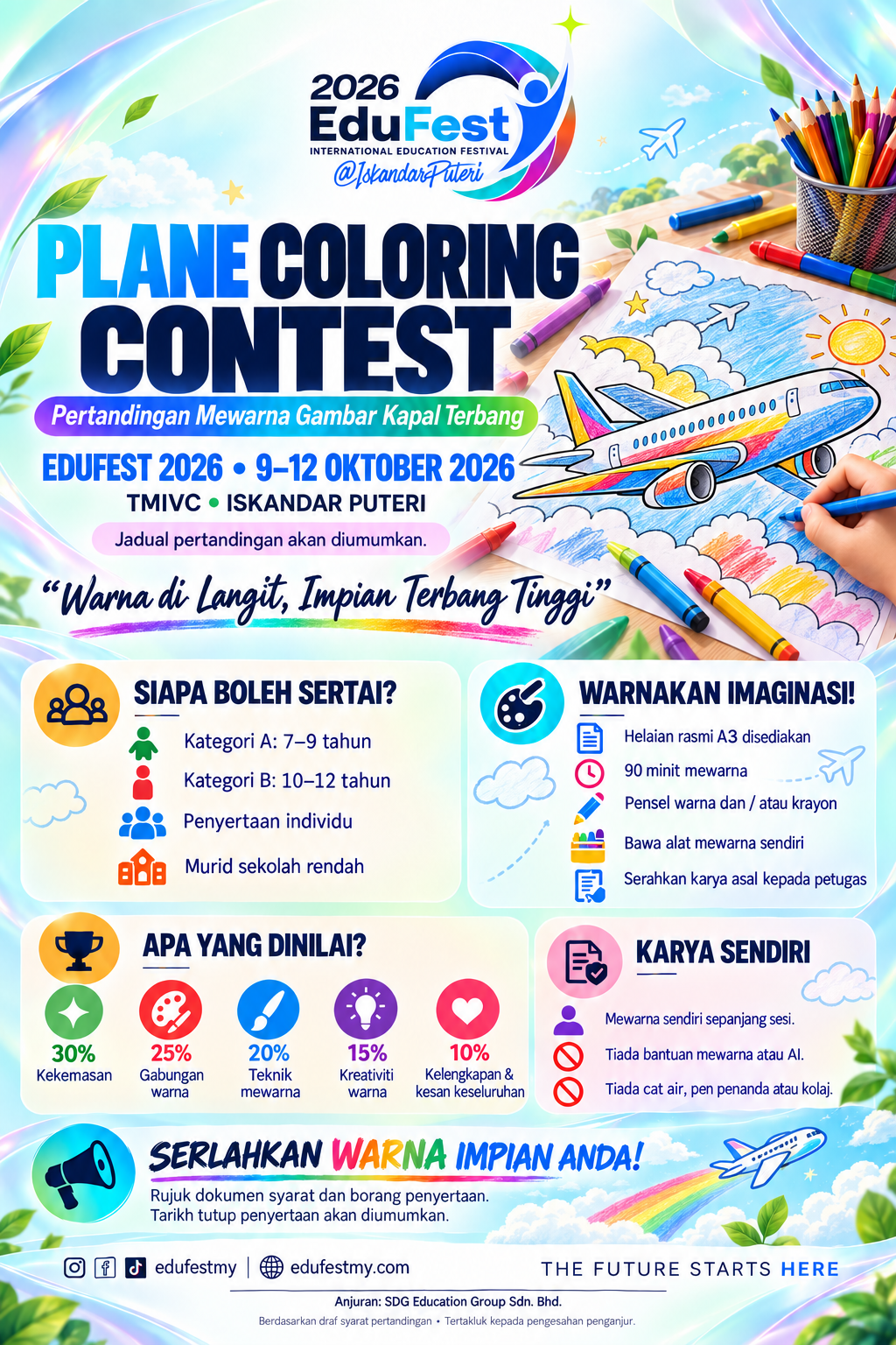 Official Edufest 2026 Plane Coloring Contest poster